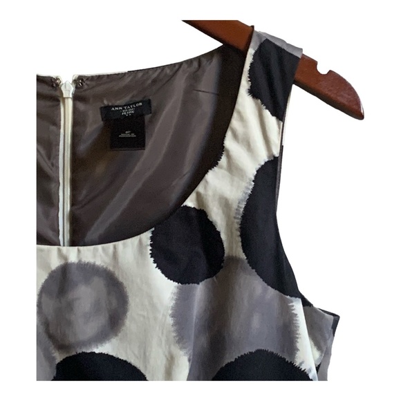 Ann Taylor Dress 8 P Petite Black Gray White Sleeveless Lined Back Zip Sheath - Picture 4 of 11